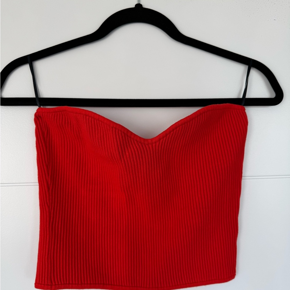 H&M Red Ribbed Tube Top